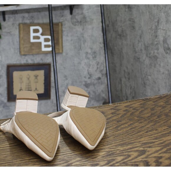 Giani Bernini Memory Foam Block Heel Slingback Pumps Bisque Croco Off White 8.5M - Picture 5 of 11